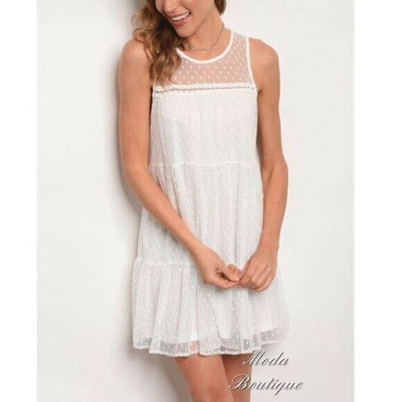 WHITE MESH DRESS - Picture 1 of 2